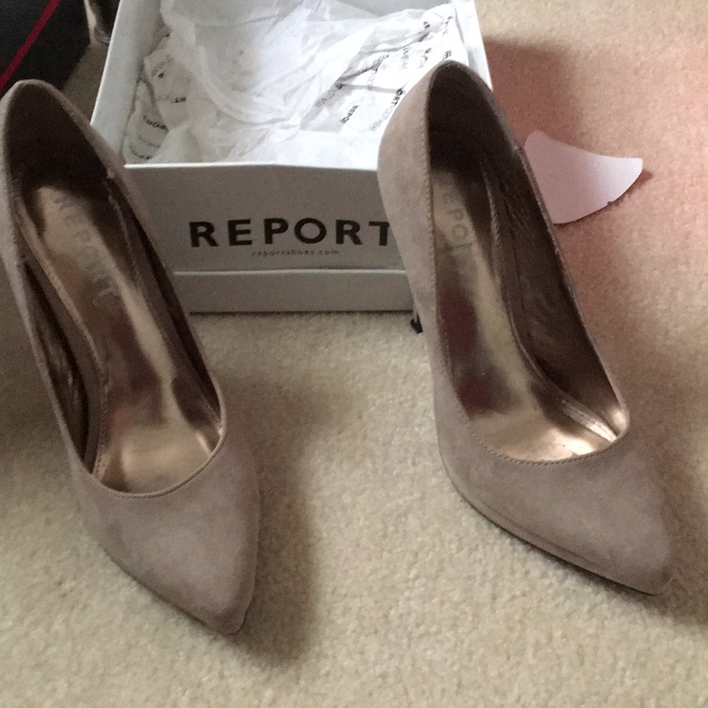 Report taupe suede dress pumps